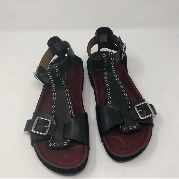Isabel Marant Black Suede Platform Buckle Sandals - Picture 1 of 7
